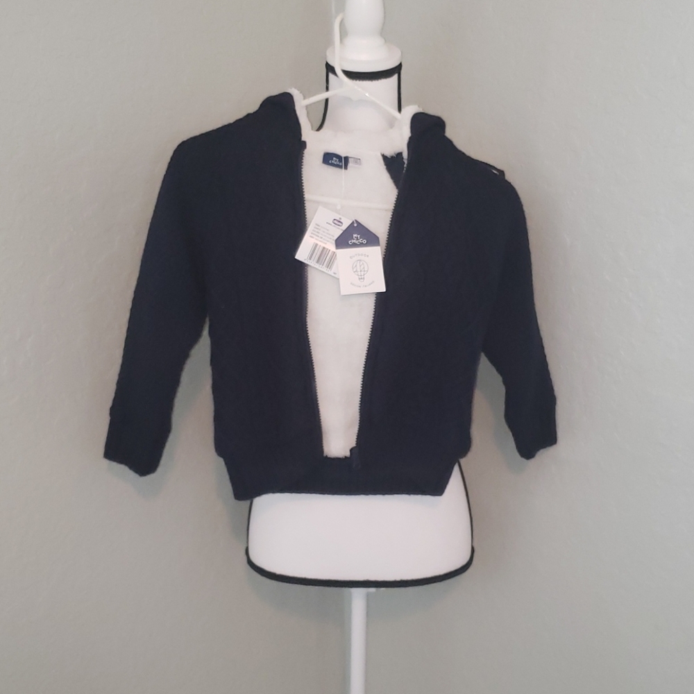 NWT My Chicco zipped sweater lined with hood